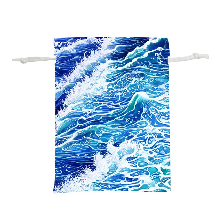 Abstract Blue Wave Lightweight Drawstring Pouch (M)