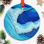 Waves Blue Ocean Ornament (Round) Front