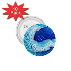 Waves Blue Ocean 1 75  Buttons (10 Pack) by GardenOfOphir