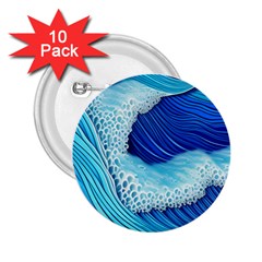 Waves Blue Ocean 2 25  Buttons (10 Pack)  by GardenOfOphir