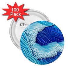 Waves Blue Ocean 2 25  Buttons (100 Pack)  by GardenOfOphir