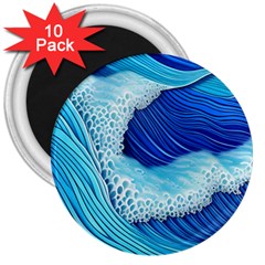 Waves Blue Ocean 3  Magnets (10 Pack)  by GardenOfOphir