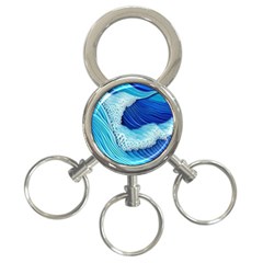 Waves Blue Ocean 3-ring Key Chain by GardenOfOphir