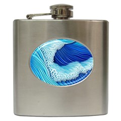 Waves Blue Ocean Hip Flask (6 Oz) by GardenOfOphir