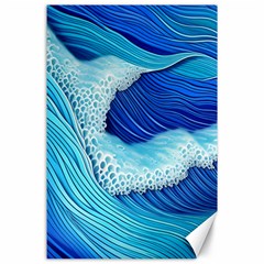 Waves Blue Ocean Canvas 24  X 36  by GardenOfOphir