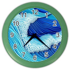 Waves Blue Ocean Color Wall Clock by GardenOfOphir