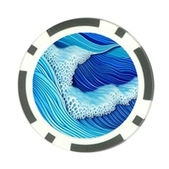 Waves Blue Ocean Poker Chip Card Guard by GardenOfOphir