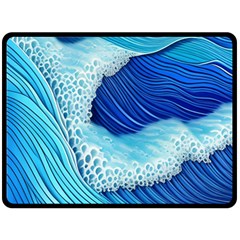 Waves Blue Ocean One Side Fleece Blanket (large) by GardenOfOphir