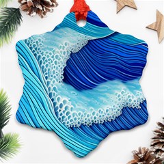 Waves Blue Ocean Ornament (snowflake) by GardenOfOphir