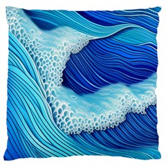 Waves Blue Ocean Standard Premium Plush Fleece Cushion Case (one Side) by GardenOfOphir