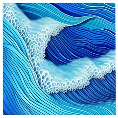 Waves Blue Ocean Wooden Puzzle Square by GardenOfOphir