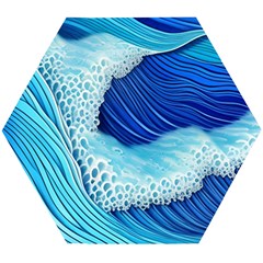 Waves Blue Ocean Wooden Puzzle Hexagon by GardenOfOphir