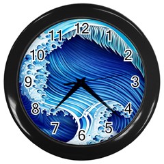 Watercolor Wave Wall Clock (black) by GardenOfOphir