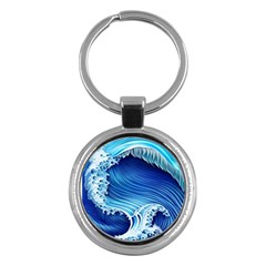 Watercolor Wave Key Chain (round) by GardenOfOphir