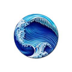 Watercolor Wave Rubber Round Coaster (4 Pack) by GardenOfOphir