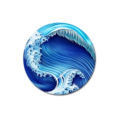 Watercolor Wave Magnet 3  (round) by GardenOfOphir