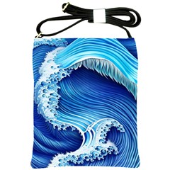 Watercolor Wave Shoulder Sling Bag by GardenOfOphir