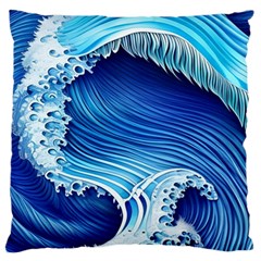 Watercolor Wave Standard Premium Plush Fleece Cushion Case (one Side) by GardenOfOphir