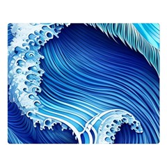 Watercolor Wave One Side Premium Plush Fleece Blanket (large)