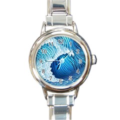 Beach Wave Round Italian Charm Watch by GardenOfOphir