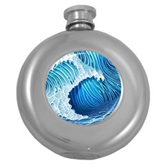 Beach Wave Round Hip Flask (5 Oz) by GardenOfOphir