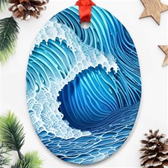 Beach Wave Oval Ornament (two Sides)