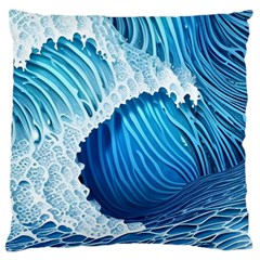 Beach Wave Large Cushion Case (one Side) by GardenOfOphir