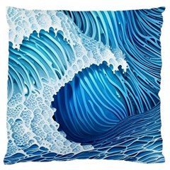 Beach Wave Large Premium Plush Fleece Cushion Case (two Sides) by GardenOfOphir