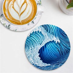 Beach Wave Uv Print Round Tile Coaster by GardenOfOphir