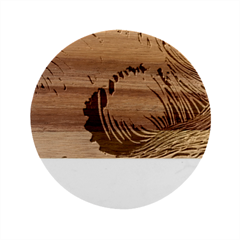 Beach Wave Marble Wood Coaster (round) by GardenOfOphir