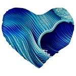 Wave Large 19  Premium Flano Heart Shape Cushions Front