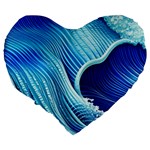 Wave Large 19  Premium Flano Heart Shape Cushions Back