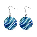 Blue Ocean Waves Mini Button Earrings Front