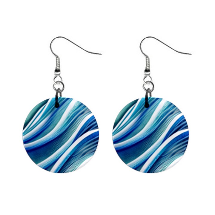 Blue Ocean Waves Mini Button Earrings