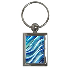 Blue Ocean Waves Key Chain (rectangle) by GardenOfOphir