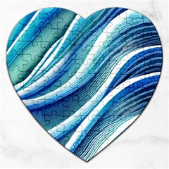 Blue Ocean Waves Jigsaw Puzzle (heart) by GardenOfOphir