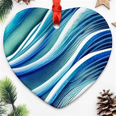 Blue Ocean Waves Heart Ornament (two Sides) by GardenOfOphir