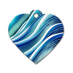 Blue Ocean Waves Dog Tag Heart (one Side) by GardenOfOphir