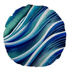 Blue Ocean Waves Large 18  Premium Round Cushions by GardenOfOphir