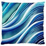 Blue Ocean Waves Large Premium Plush Fleece Cushion Case (One Side) Front