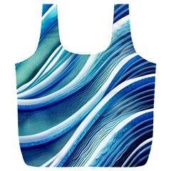 Blue Ocean Waves Full Print Recycle Bag (xxxl) by GardenOfOphir