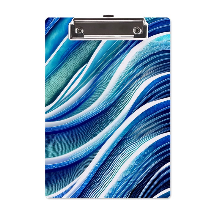 Blue Ocean Waves A5 Acrylic Clipboard