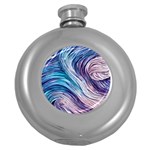 Abstract Pastel Ocean Waves Round Hip Flask (5 oz) Front