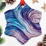 Abstract Pastel Ocean Waves Snowflake Ornament (Two Sides) Front