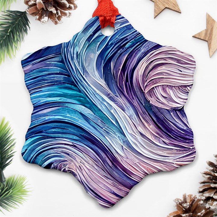 Abstract Pastel Ocean Waves Snowflake Ornament (Two Sides)