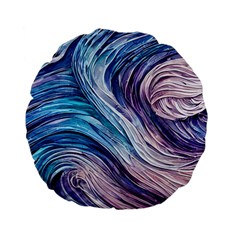 Abstract Pastel Ocean Waves Standard 15  Premium Flano Round Cushions by GardenOfOphir