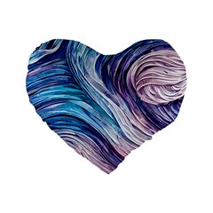 Abstract Pastel Ocean Waves Standard 16  Premium Flano Heart Shape Cushions by GardenOfOphir