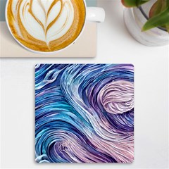 Abstract Pastel Ocean Waves Uv Print Square Tile Coaster  by GardenOfOphir