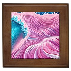 Pink Water Waves Framed Tile by GardenOfOphir