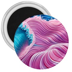 Pink Water Waves 3  Magnets by GardenOfOphir